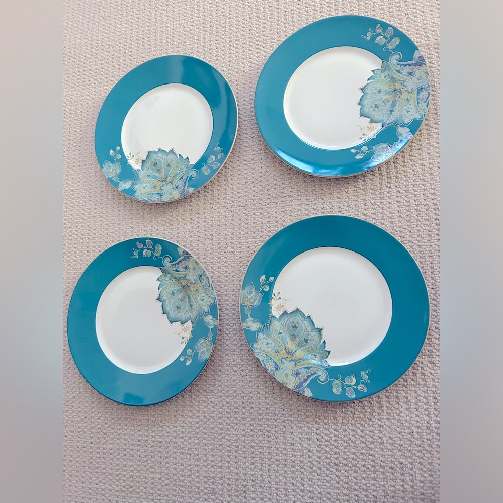 Peacock Teal Plates 222 Fifth Norah - Sold Individually